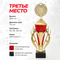 Кубок спортивный для награждения победителей, комплект из 3 шт. для 1, 2 и 3 места
